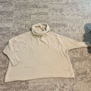 Woman’s Cowl Neck Cream Oversized Sweater Size Medium